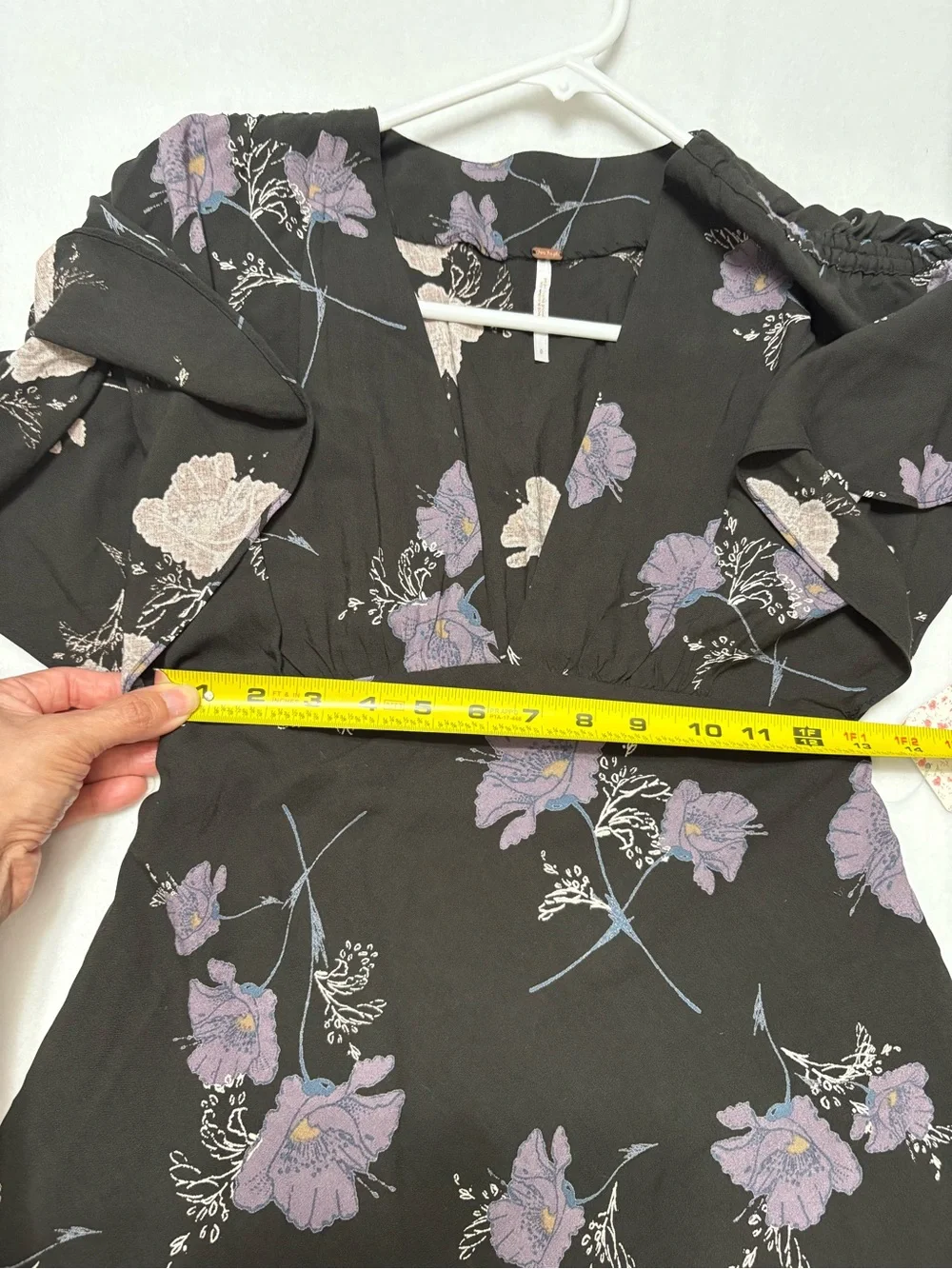 Free People Melanie Night Combo Black Purple Floral V-Neck Mini Dress